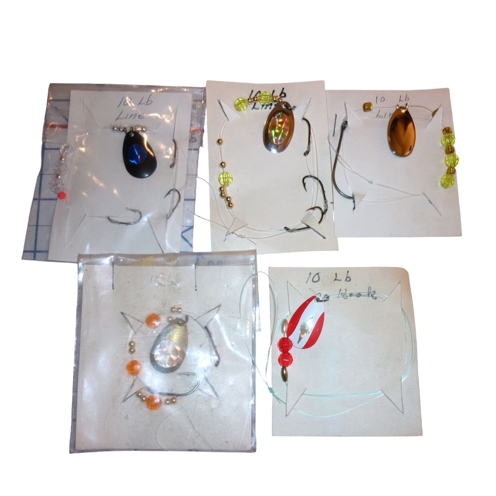 Vintage Walleye Spinner Rig Lot (5) Crawler Harnesses 10lb‎ Star Cards NOS